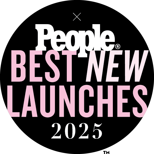 Black circular badge with pink and white text that reads “People Best New Launches 2025.”